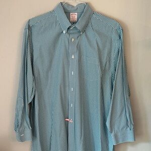Brooks Brothers Men's Blue Checkered Button Down Shirt
